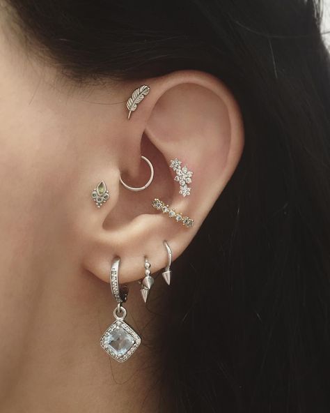 ◖ tahliemay ◗ Conch Placement, Contra Conch, Forward Helix Earrings, Multiple Ear Piercing, Septum Piercings, Maria Tash, Multiple Ear Piercings, Cute Ear Piercings, Cute Piercings