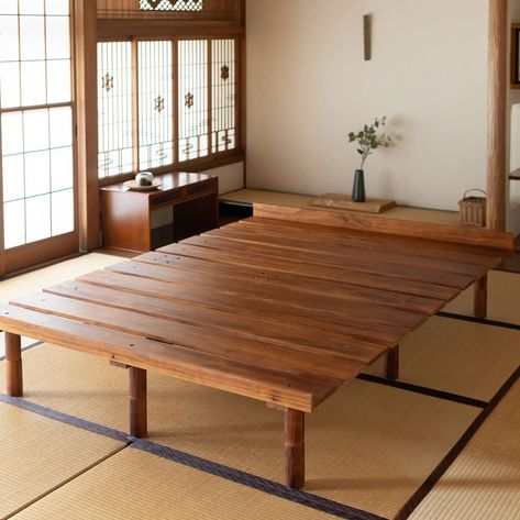 PRICES MAY VARY. [DIMENSIONS & MATERIALS] Japanese Queen Size: 62.99x78.74in (160x200cm), Height (adjustable): 2in (5cm), 7in (18cm), 12in (31cm), Max weight: 661lb (300kg), Material: Natural Solid Wood (Pine), Lacquer painted [NO BOX SPRING NEEDED] Pine wood slats placed with air-passages helps your mattress breath and release moisture during night sleep. Rests your latex, memory foam or spring mattress directly, especially perfect sized for Japanese Futon Mattress Queen Size. [EASY ASSEMBLE, T Japanese Floor Bed, Japanese Bed Frame, Japanese Futon Mattress, Japanese Bed, Japanese Floor Mattress, Floor Bed Frame, Japanese Bedroom, Japanese Futon, Mattress On Floor