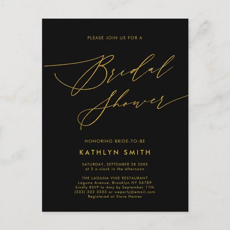 Modern Bridal Shower Invitations, Invite Ideas, Modern Bridal Shower, Gold Bridal Showers, Modern Bridal, Bridal Shower Invitation, Bridal Shower Invitations, Shower Invitation, Black And Gold