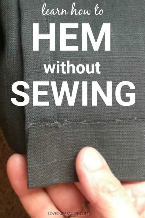 Hem Without Sewing, Hem Curtains, How To Hem Curtains, Curtains Without Sewing, Original Hem, Curtain Rings With Clips, No Sew Curtains, Straight Pins, Sewing Needles