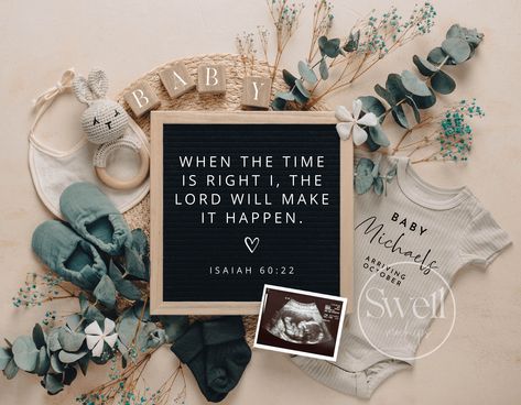 Christian Gender Reveal, Religious Baby Announcement, Pregnancy Announcement Bible Verse, Biblical Pregnancy Announcement, Pregnancy Announcement After Struggle, Expecting Baby Announcement Ideas, Pregnancy Announcement After Loss, Unplanned Pregnancy Announcement, May Baby Announcement