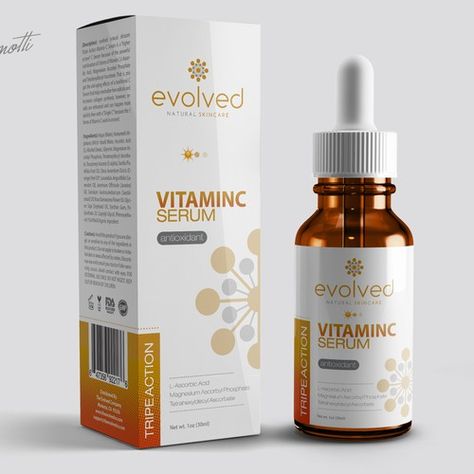 Create Eye-catching Brand Packaging for New Vitamin C Serum! Product label contest design#product#label#Evolved Medicine Packaging Design Creative, Skincare Packaging Design Inspiration, Serum Bottle Design, Serum Label Design, Vitamin Packaging Design, Serum Packaging Design, Hair Packaging Design, Serum Design, Serum Packaging