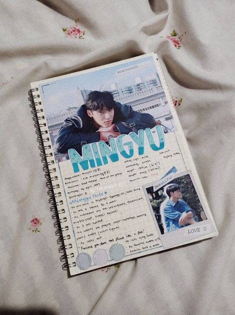 Seventeen Mingyu Mingyu Scrapbook, Seventeen Journal Ideas, Seventeen Journal, Fan Journal, Kpop Journaling, Journal 2024, Journal Idea, Kpop Journal, Seventeen Mingyu