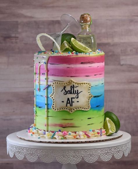 Margarita 40th Birthday, 5 De Mayo Cake Ideas, 40th Fiesta Birthday Cake, Margarita Theme Cake, Margarita Birthday Cake, Margarita Cake Design, Tequila 21st Birthday, Tequila Cake Design, Cinco De Mayo Birthday Cake