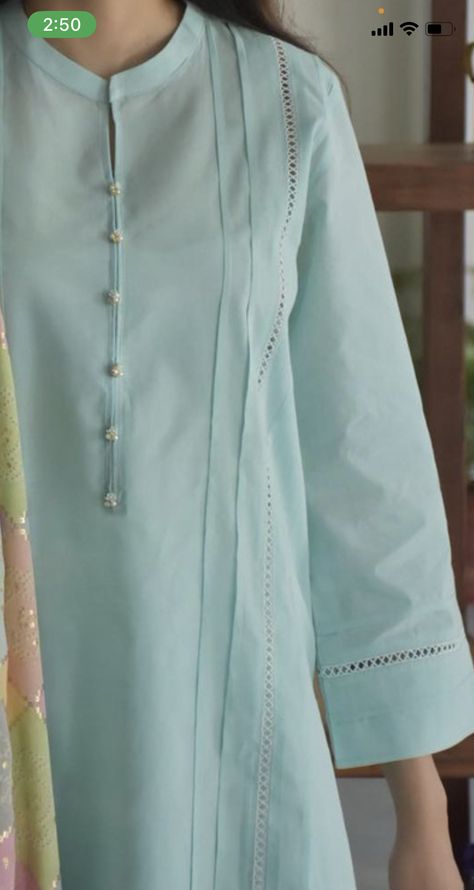 Plain Suits Neck Design, Pintex Kurti Design Pakistani, Kurti Ban Neck Designs, Pintex Kurti Design Women, Neck Designs For Frocks Kurti, Plain Dresses Pakistani, Ban Gala Design, Pakistani Sleeves Pattern For Kurtis, Ban Neck Designs Suits