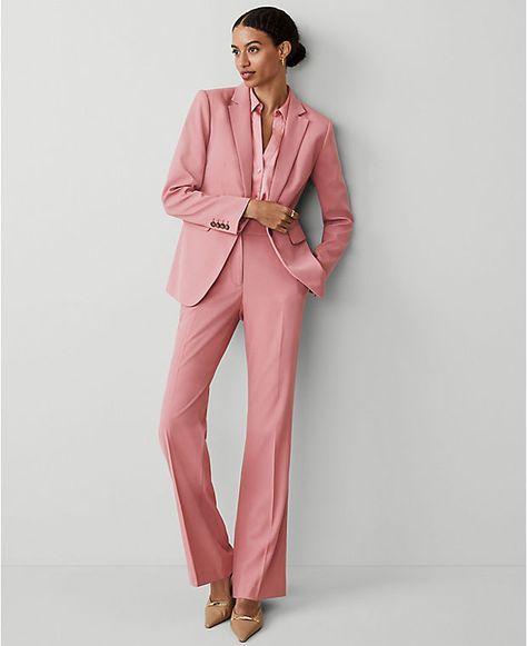 Chic Pant Suits For Women, Pastel Suits For Women, Pink Trouser Suit Women, Women’s Pantsuit, Light Pink Suits Women, Women’s Suits, Pink Suit Women, Korean Business Fashion, Pink Capsule Wardrobe