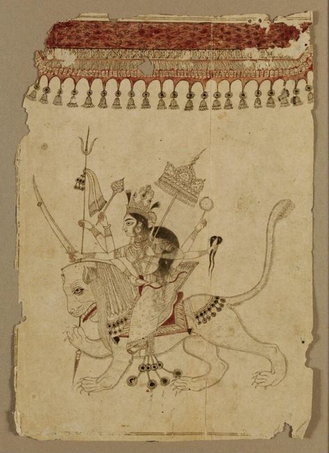 Durga | Unknown | V&A Explore The Collections Durga Drawing, Two Snakes, Indian Traditional Paintings, Ancient Drawings, Durga Painting, Pichwai Paintings, Temple Art, Indian Painting, Indian Folk Art