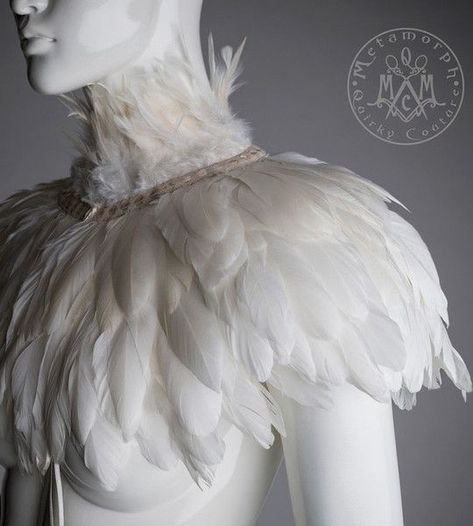 Sharp Shoulders, Feather Fashion, White Feather, White Feathers, Fantasy Clothing, Fantasy Fashion, Character Outfits, Ivory White, Costume Design