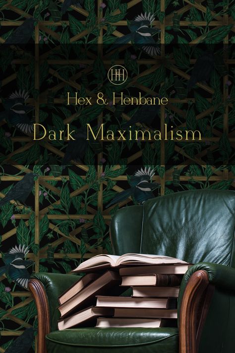 Classically Eccentric Decor, Maximalist Witch, Classically Eccentric, Dark Eclectic Home, Dark Maximalist, Dark Maximalism, Wallpapers Home Decor, Green Witch Aesthetic, Dark And Moody Interiors