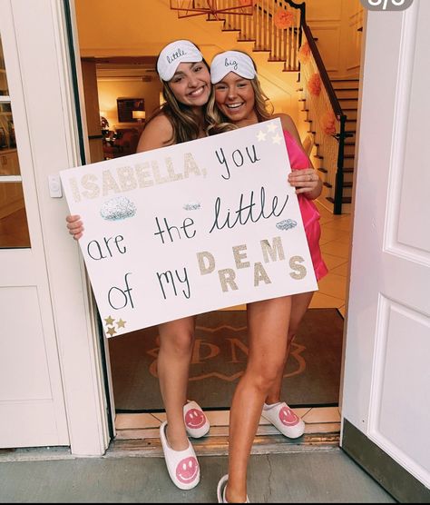 Big Lil Sis Reveal Ideas, Big Sis Box Reveal, Little Of My Dreams Reveal Sorority, Big Sis Lil Sis Reveal Ideas Poster, Cheer Little Sister Reveal Poster, Big Little Door Decorations, Big Little Poster Ideas, Big Sis Little Sis Reveal Ideas, Big And Little Themes