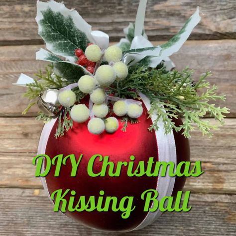 Make a DIY kissing ball for the holiday season with this easy tutorial. Use inexpensive supplies to make this Christmas kissing ball without styrofoam. How To Make Kissing Balls Diy, Kissing Balls Christmas Diy, Kissing Balls Diy, Yule Wreaths, Kissing Ball Diy, Diy Kissing Ball, Natural Arrangements, Candle Repurpose, Homemade Fabric Softener