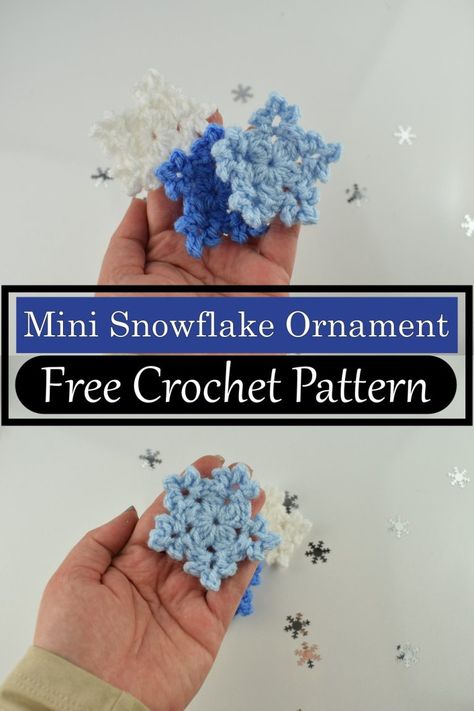 Mini Snowflake Ornament Free Crochet Snowflake Patterns, Xmas Crochet, Snowflake Pictures, Crochet Christmas Ornaments Free, Crochet Ornament Patterns, Crochet Snowflake, Snowflake Patterns, Sparkle Yarn, Crochet Snowflake Pattern