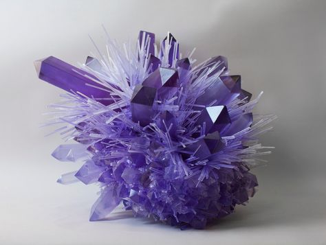 Carson Fox - Violet Spike Crystal Explosion | 1stdibs.com Minerals Crystals Rocks, Purple Wall, Mineral Jewelry, Geology Rocks, Rock Minerals, Beautiful Rocks, All Things Purple, Mineral Stone, Glass Animals