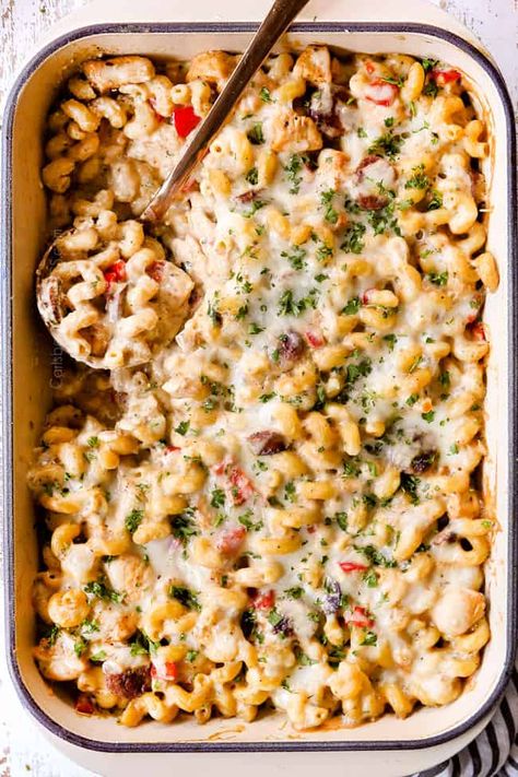 Chicken Brocolli Alfredo, Alfredo With Sausage, Cajun Chicken Alfredo, Chicken Alfredo Bake, Cacciatore Recipes, Chicken Alfredo Pasta, Carlsbad Cravings, Chicken Pasta Bake, Homemade Alfredo