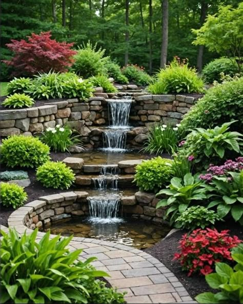 Hillside Garden Sloped Yard, Farm Yard Landscaping, Slope Backyard, Sloped Garden Ideas, Modern Garden Design Ideas, Garden Ideas On A Budget, Sloped Backyard Landscaping, Outdoor Gardens Landscaping, Serene Home