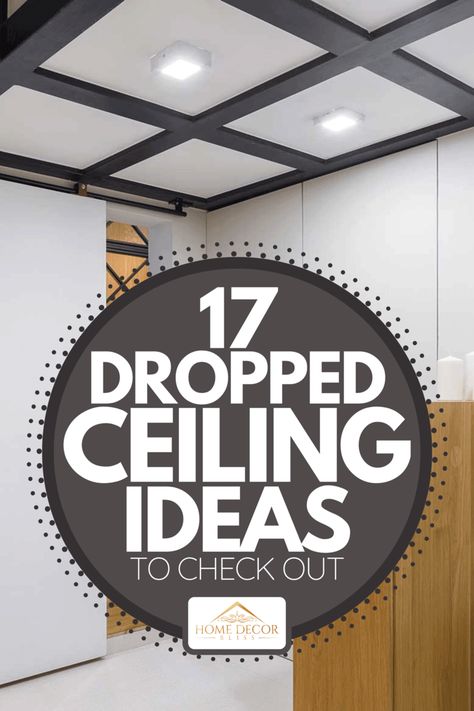 Dropped Ceiling Ideas, Black Drop Ceiling, Drop Ceiling Makeover, Drop Ceiling Basement, Ceiling Alternatives, Drop Down Ceiling, Drop Ceilings, Ceiling Remodel, Kitchen Ceiling Design