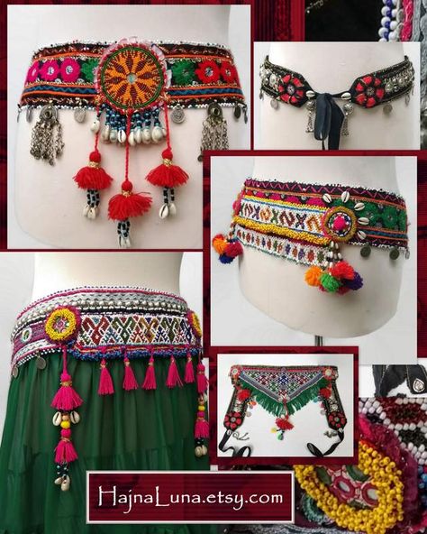 Handmade Tribal Belts Belly Dance Belt, Dance Belt, Diy Fabric Jewellery, Kutch Work, Fancy Jewellery Designs, Estilo Hippie, Handmade Belts, Vintage Sari, Belly Dancing