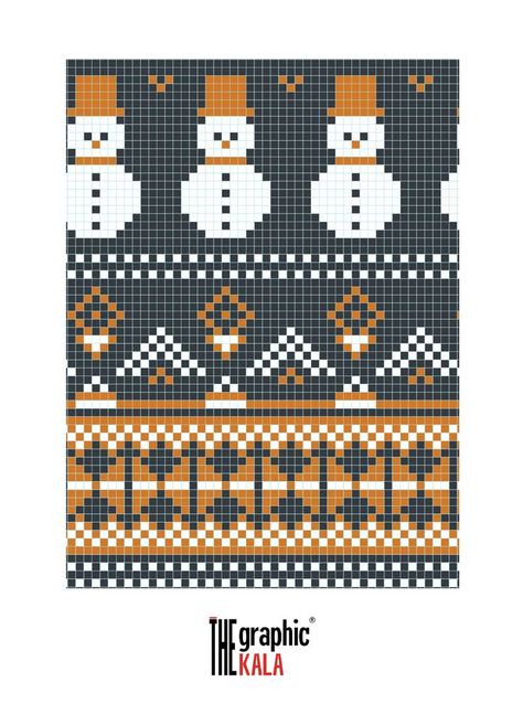 Snowman Knitting Chart, Crochet Color Work Chart, Knitting Charts Christmas, Christmas Knitting Charts, Knit Graph, Motif Knitting, Knitting Graphs, Christmas Charts, Loom Knit Hat