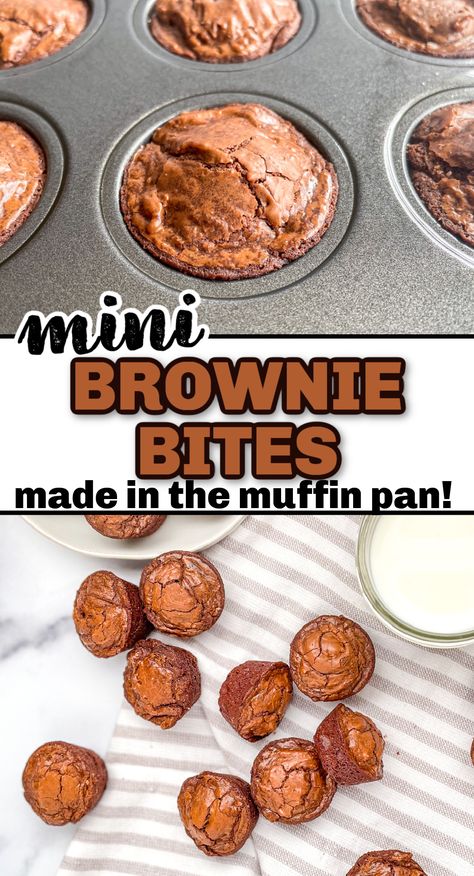 Mini Chocolate Chip Muffins Little Bites, Mini Muffin Tin Desserts Easy, Brownie Muffin Tin, Box Mix Brownie Bites, Mini Cupcake Tray Recipes, Muffin Tin Brownies Recipe, Mini Muffin Maker Recipes, Brownie Bites Recipe Minis, Mini Muffin Cakes