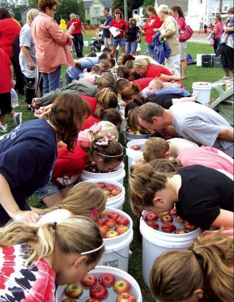 Bobbing For Apples Alternative, Farm Bonfire, Bobbing Apples, Church Fall Festival Ideas, Fourever Spooky, Bob For Apples, Fall Festival Activities, Farm Fest, Apple Bobbing