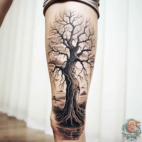 The Fascinating World of Tree Leg Tattoos – 50 Designs - inktat2.com Tree Of Life Arm Tattoo Men, Gnarled Tree Tattoo, Tree Men Tattoo, Tree Tattoo Cover Up, Tree On Forearm Tattoo, Tree Of Life Leg Tattoo, Men’s Tree Tattoo, Forearm Tree Tattoo For Men, Thigh Tree Tattoo