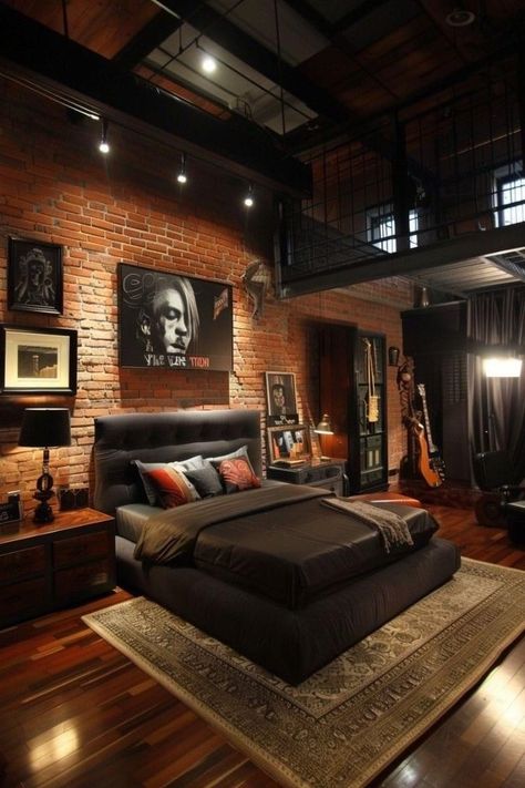 Mens Home Decor Masculine Interior, Guy Room Decor Men Bedroom Ideas, Guy Room Decor, Men Bedroom Ideas, Bedroom Ideas Vintage, Room Decor Men, Male Bedroom Ideas, Man Bedroom, Men's Bedroom