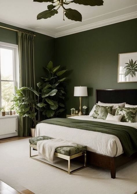 Transform Your Space: Green Bedroom Designs 2024 | Sage, Mint, Luxury - Dive into Timeless Elegance and Personalized Comfort Green Room Ideas Bedroom, Green Bedroom Walls, Green Bedroom Design, Green Bedroom Decor, Sage Green Bedroom, Bed Design Modern, Gold Bedroom, Green Walls, Home Decor Living Room