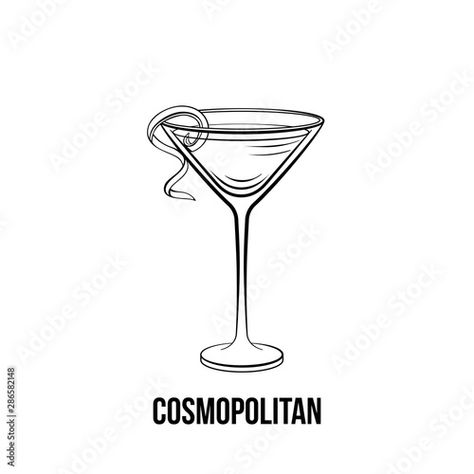 Cosmopolitan Drink Tattoo, Cosmopolitan Tattoo, Menu Poster Design, Alcohol Drawing, Cosmo Drink, Skin Doodles, Cocktails Drawing, Cosmopolitan Drink, Gastro Bar