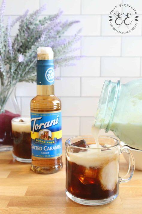 Sugar Free Syrup Recipe, Torani Syrup Recipes, Salted Caramel Syrup, Salted Caramel Latte, Low Carb Starbucks, Making Cold Brew Coffee, Unsweetened Coconut Milk, Caramel Syrup, Caramel Latte