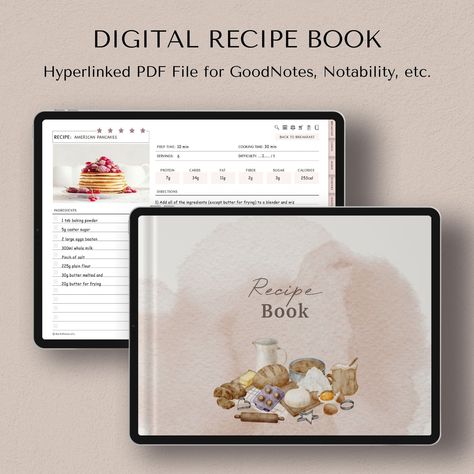 Digital Recipe Book, Goodnotes Recipe Cards, Digital Cookbook, Recipe Journal, iPad Recipe Book Template, Food Journal, Recipe Planner by ByLifePlannersCo on Etsy Goodnotes Recipe Book, Recipe Planner, Kitchen Inventory, Digital Cookbook, Digital Recipe Book, Food Planner, Template Food, Recipe Book Templates, Ipad Goodnotes