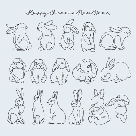 Drawing Of Bunny, Bunny Symbol, Bunny Tattoo Small, Hase Tattoos, Banner Doodle, Style For Winter, Line Art Tattoo, One Line Tattoo, Rabbit Silhouette