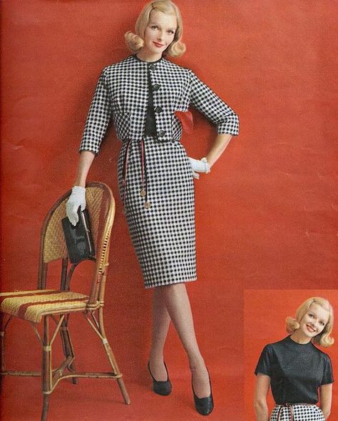 60s Outfits, Houndstooth Suit, 60s Vintage Fashion, Vintage Scene, 1960 Fashion, Fashion 1960s, Model Magazine, Retro Hair, Sixties Fashion