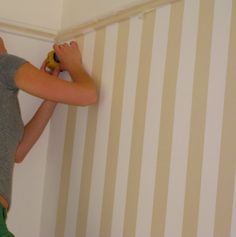 Laying Out and Painting Wall Stripes | Hunker How To Paint Vertical Stripes On A Wall, Painting Stripes On Walls Vertical, How To Paint Stripes On A Wall, Stripe Wall Paint Ideas, Striped Bedroom Walls, Stripes On Walls, Stripes Wall Paint, Painted Stripes On Wall, Stripe Wallpaper Bedroom