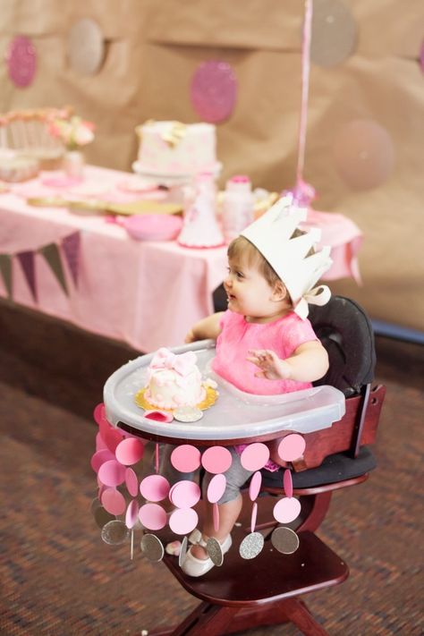 12 First Birthday High Chair Decoration Ideas  #DIY #partyideas https://www.mrsjonessoapbox.com/ High Chair Decorations, Princess First Birthday, Birthday Highchair, 1st Birthday Party Decorations, Birthday Projects, 1st Birthday Decorations, First Birthday Decorations, Baby 1st Birthday