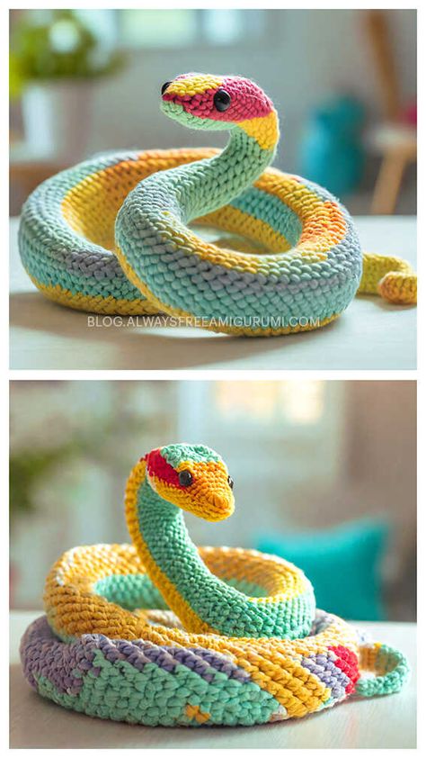 Amigurumi Snake Free Crochet Pattern Crochet Hognose Snake, Mini Dragon Amigurumi Free Pattern, How To Crochet A Snake Free Pattern, Giant Crochet Snake, Snake Crochet Pattern Free Amigurumi, Snake Knitting Pattern, Crochet Snake Pattern Free Large, Crochet Snake Tutorial, Crocheted Snake Pattern