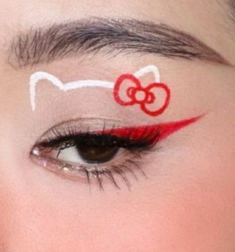 Maquiagem Drag Make-up, Hello Kitty Tattoos, Hello Kitty Makeup, Cute Eye Makeup, Face Paint Makeup, Swag Makeup, Hello Kitty Nails, Dope Makeup, Eye Makeup Designs