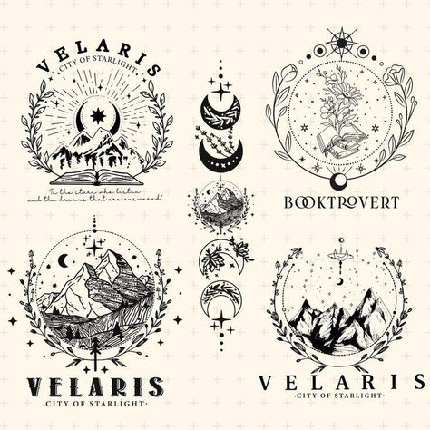 Acotar Illustration, Velaris City Of Starlight Tattoo, Acotar Velaris Tattoo, Acotar Cricut Ideas, Velaris Tattoo Ideas, Acotar Svg Free, Acotar Symbols, Acotar Feyre Tattoo, Feyre Arm Tattoo