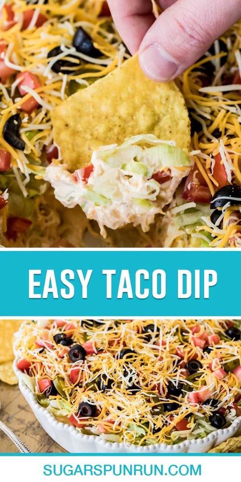 This Easy Taco Dip is a super simple dip that’s loaded with flavor and is a guaranteed hit at any cookout this summer. Made with a cream cheese and sour cream base and then topped off with classic taco toppings, everyone is going to love this easy dip! Best Taco Dip Recipe, Easy Taco Dip, Taco Dip Easy, Taco Dip Recipe, Taco Toppings, Easy Dip, Delicious Dips Recipes, Taco Dip, Best Appetizer Recipes