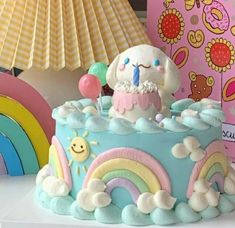 Cinnamoroll Cupcake, Cinamoroll Cake, Sanrio Birthday Cake, Cinnamoroll Cake, Happy Bday Cake, Sanrio Birthday, Decoracion Hello Kitty, Kitty Birthday Cake, Quince Cakes