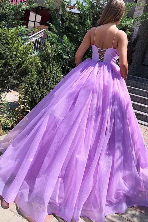 Light Purple Prom Dresses, Purple Prom Dresses Long, Lilac Prom Dress, Purple Prom Dresses, Purple Ball Gown, Neon Prom Dresses, Formal Dresses Graduation, Purple Prom, Spaghetti Strap Prom Dress