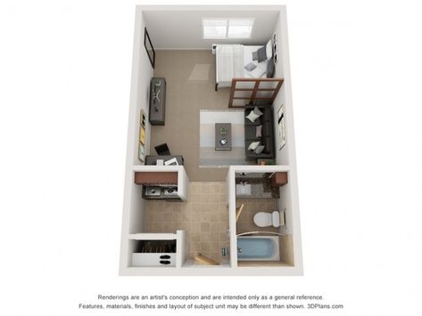 The Sophomore | Studio | University Studios Casita Layout, Studio Layout Floor Plans, 350 Sq Ft Studio, Mini Studio Apartment Ideas, Small Studio Apartment Design, Mini Studio, Studio Layout, A Studio Apartment, Studio Apartment Design