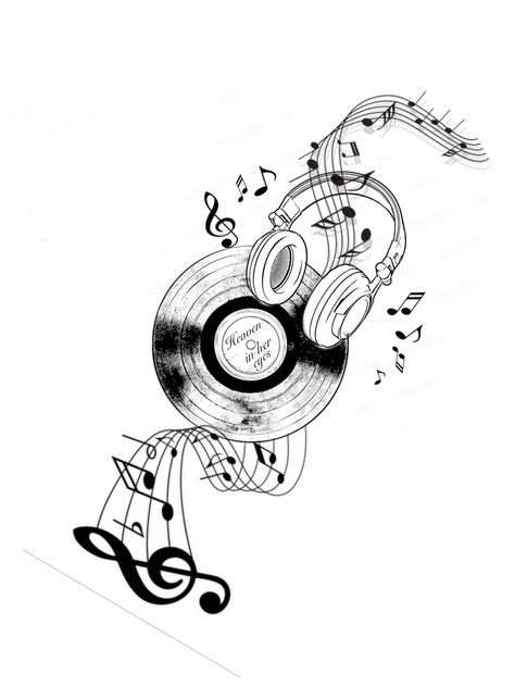 Music Outline Drawing, Music Tattoo Sleeve Woman Design, Music Is My Therapy Tattoo, Music Is The Answer Tattoo, Music Tattoo Designs For Guys, Music Producer Tattoo, Music Sketches Creative, Music Theme Tattoo, Music Tattoo Designs Men