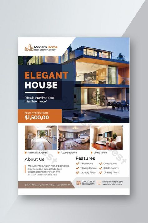 Elegant Real Estate House Flyer Templates#pikbest#Templates#Flyer#Corporate Homestay Poster Design, Hotel Flyer Design, House Poster Design, Real Estate Flyer Design, Open House Flyer, Poster House, Real Estate Banner, Compound Wall Design, House Poster