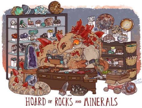 Unusual dragon hoards by Lauren Dawson: Rocks and minerals. Hoard Dragons, Dragon Hoards, B29 Superfortress, Dragon Hoard, Dragon Fanart, Dragon Ideas, Daily Humor, Fantastic Beast, Amazing Artists