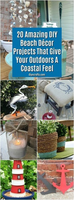 20 Amazing DIY Beach Décor Projects That Give Your Outdoors A Coastal Feel #diy #crafts #decorating #coastalprojects #beachdecor #home via @vanessacrafting Garden Fancy, Outdoor Beach Decor, Beach Themed Crafts, Diy Beach Decor, Beach Patio, Nautical Diy, Diy Beach, Backyard Beach, Beach Ideas