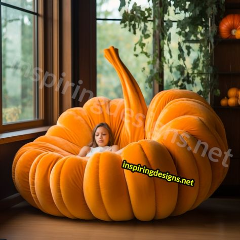 These Giant Pumpkin Shaped Loungers are the Halloween Season’s Most Wanted Furniture Piece! Halloween Hunt, New Home Essentials, Halloween Furniture, Giant Pumpkin, Cinderella Carriage, Furniture Building, Cat Beds, Artistic Home, Witchy Decor