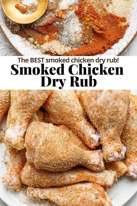 Smoked Chicken Dry Rub - The Wooden Skillet Smoked Chicken Dry Rub Recipe, Chicken Dry Rub Recipe, Bbq Smoked Chicken, Smoked Chicken Rub, Chicken Dry Rub, Chicken Rub Recipes, Chicken Seasoning Recipes, Smoked Chicken Recipes, Dry Rub For Chicken