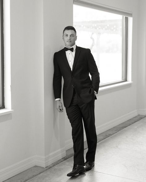 Groom Portraits, Groom Photos, Groom wedding photos, Groom black tux, Groom wedding portraits Wedding Groom Pictures, Groom Only Photos, Groom Shots Wedding, Black On Black Tux, Groom Portraits Poses, Groom Single Poses, Groom Photoshoot Poses, Photos Of Groom, Groom Photos Poses