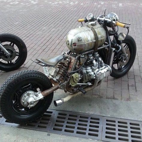 Goldwing Steampunk Bike by Gotham Garage Barcelona Visit, Steampunk Motorcycle, Sepeda Retro, Cafe Racer Moto, Motorcycle Yamaha, Motos Vintage, Image Moto, Мотоциклы Cafe Racers, Cafe Bike