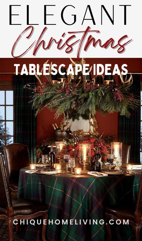 "Indulge in the allure of sophistication with our collection of the Best Elegant Christmas Tablescape Ideas! Elevate your festive dining experience with luxurious decor and refined details. From opulent centerpieces to chic place settings, discover inspiration to create a Christmas table that exudes timeless charm. Embrace the magic of the season with a touch of elegance. Pin your favorite ideas and infuse your holiday gathering with an air of refined celebration. 🍽️✨ #ElegantChristmas #Holiday Dark Green Christmas Tablescape, Christmas Cocktail Party Tablescape, Garland On Table Christmas, Christmas Round Table Decorations Ideas, Christmas Tablescapes Elegant Holiday, Round Christmas Tablescapes, Round Table Christmas Tablescapes, Christmas Table Centerpieces Elegant Dining Rooms, Round Tablescapes Christmas